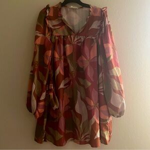 Fantastic Fawn 70’s Style Boho Floral Mini Dress L